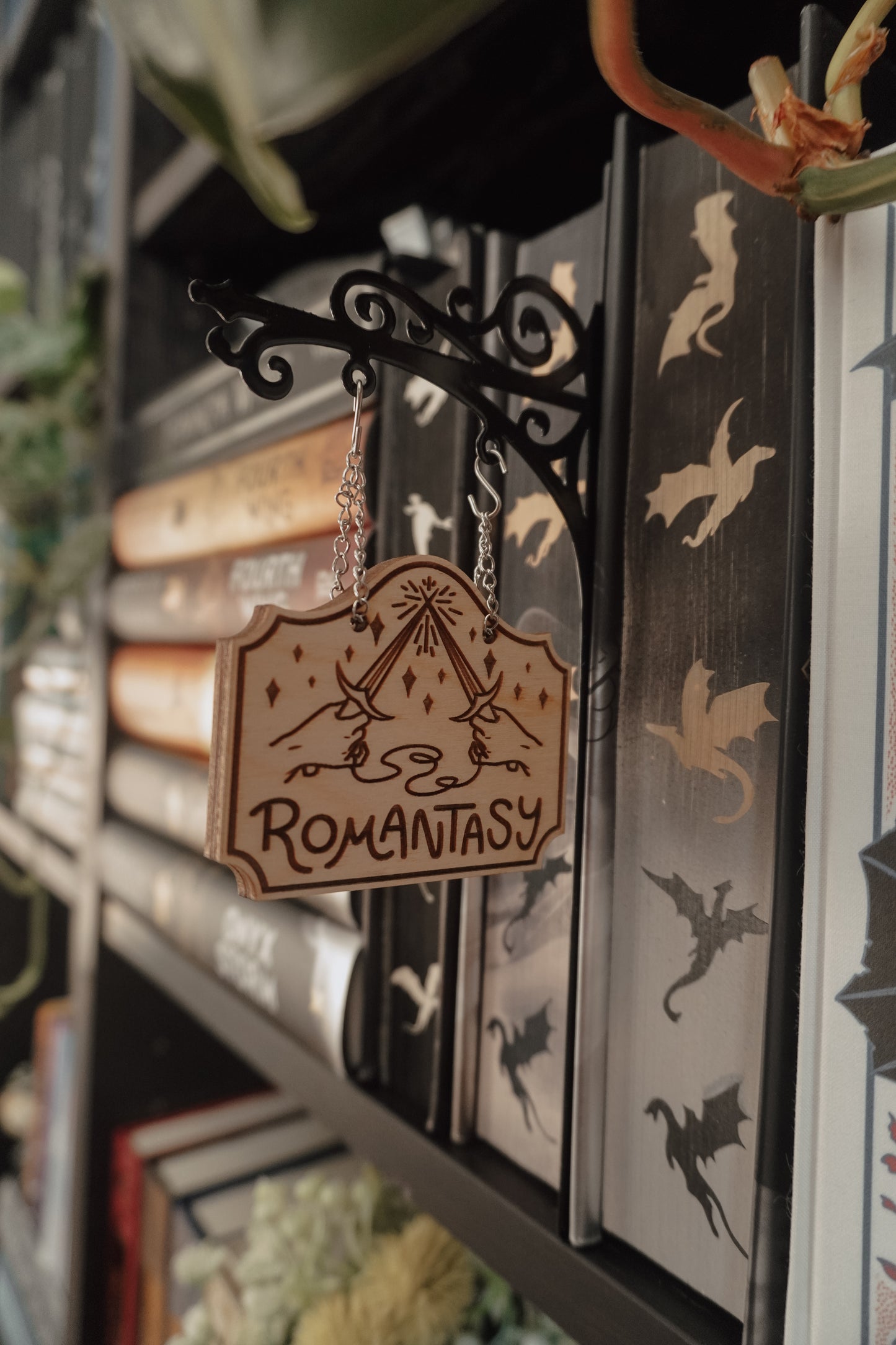 "Romantasy" Bookshelf Tavern Sign