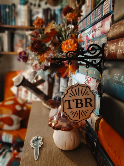 "TBR" Bookshelf Tavern Sign
